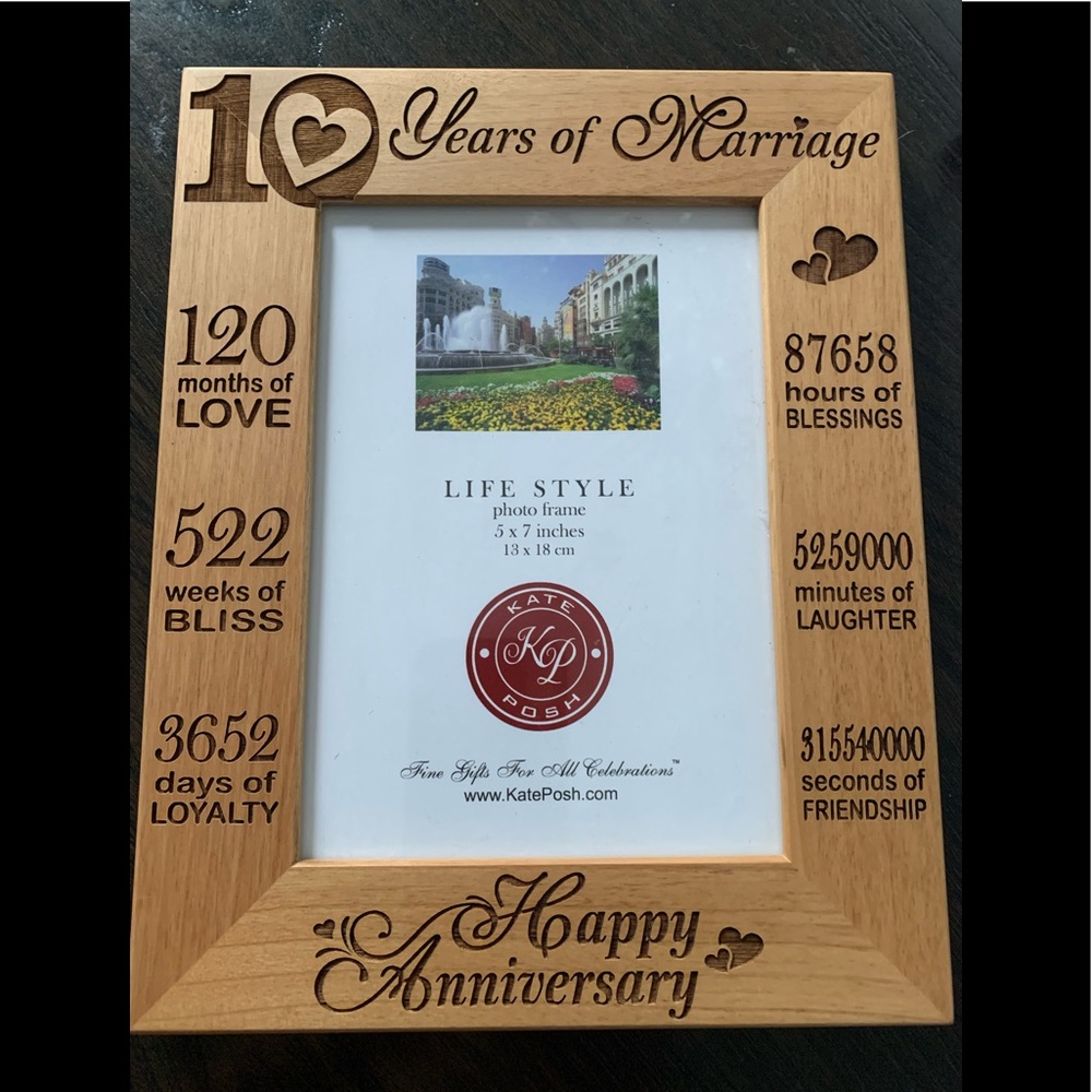 Kate Posh 10 Year Anniversary Wooden Frame for 5x7